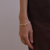 Heart Bead Bracelet – 18k Gold Plated Pearl Strand