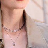 Petite Heart Pendant Necklace-18k White Gold Plated
