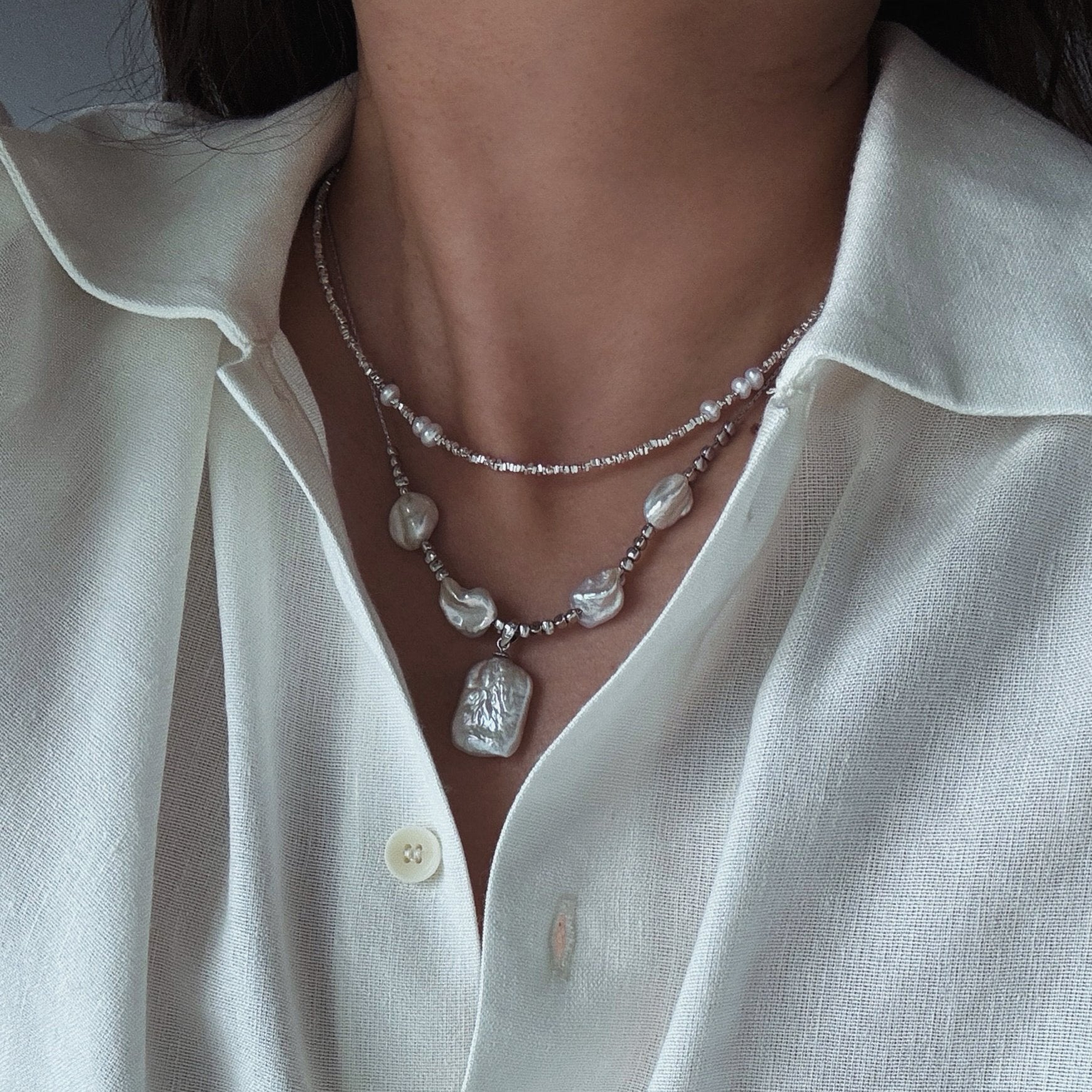 Celestial Baroque Pearl Necklace with Unique Keshi Pearls | BaroquePearls | Real Freshwater Pearls | Pearl Gift