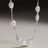 Elegant Keshi Pearl Necklace with Fine 925 Sterling Silver Accents | Real Freshwater Pearls | Christmas gift for her, birthday gift for women