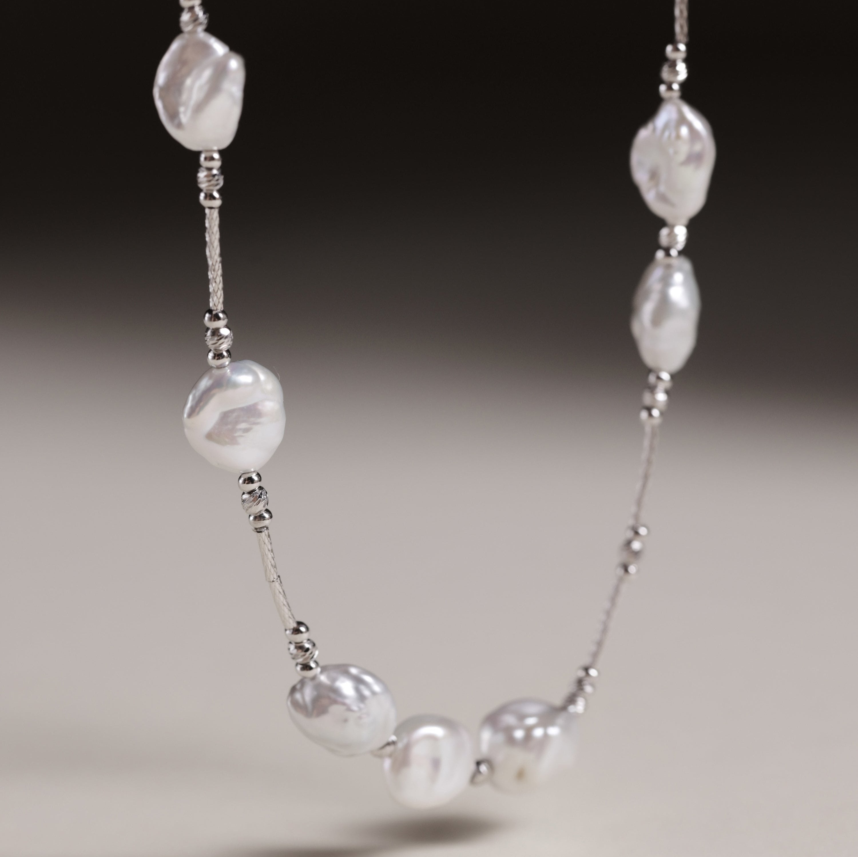 Elegant Keshi Pearl Necklace with Fine 925 Sterling Silver Accents | Real Freshwater Pearls | Christmas gift for her, birthday gift for women