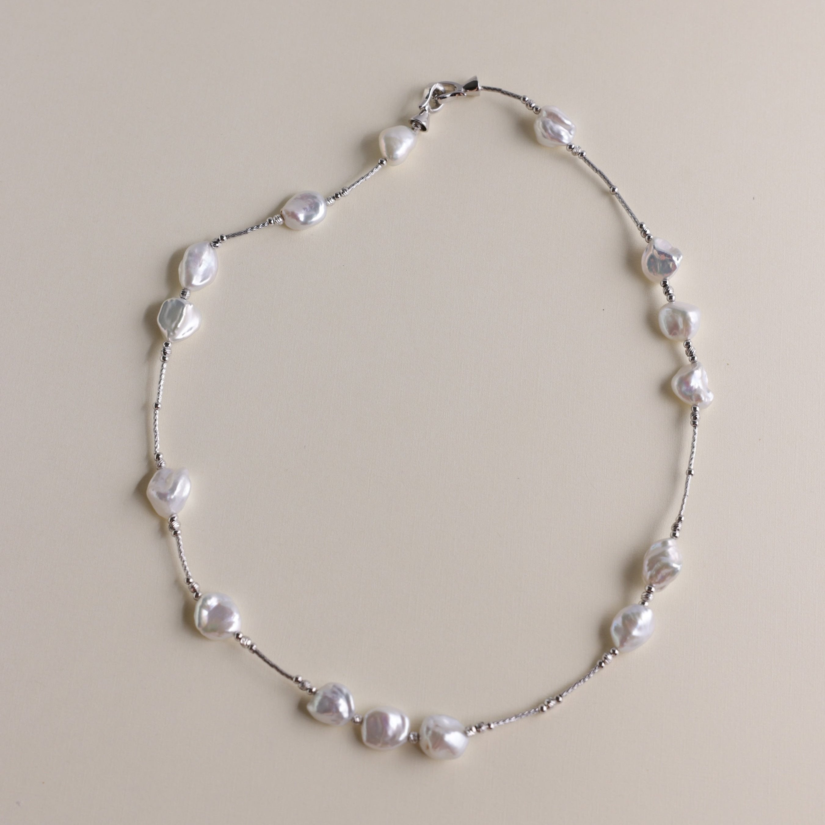 Elegant Keshi Pearl Necklace with Fine 925 Sterling Silver Accents | Real Freshwater Pearls | Christmas gift for her, birthday gift for women