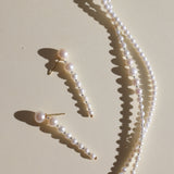 These elegant earrings are made with eight beautifully round and smooth Freshwater Akoya pearls, arranged from largest to smallest. The lustrous pearls will add a delicate and sophisticated touch to your outfit, whether it’s for a casual day or a special evening event. Each pearl’s natural beauty is sure to catch the light and enhance your look.
Materials & Craftsmanship: We use only the finest Freshwater Akoya pearls, carefully selected for their luster and quality. Each pair of earrings is handmade with a