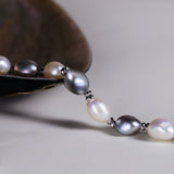 Luminous Pearl Bracelet - Silver Grey and White Pearls with Sterling Silver Accents | Real Freshwater Pearls | Pearl Gift