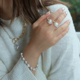 Luminous Pearl Bracelet - Silver Grey and White Pearls with Sterling Silver Accents | Real Freshwater Pearls | Pearl Gift