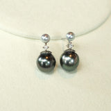 Just like the matching necklace, these earrings were inspired by my mom’s love for Tahitian pearls. She always adored their elegance but wanted a design that could be worn every day, not just for special occasions. To create a more versatile and youthful look, I paired these rich Tahitian black pearls with shimmering blue Akoya pearls and a touch of sparkle with a diamond accent. 
Materials:
- Tahitian black pearls
- Blue Akoya pearls
- Sparkling cubic zirconia (man-made diamond)
- Silver accents
- All hand